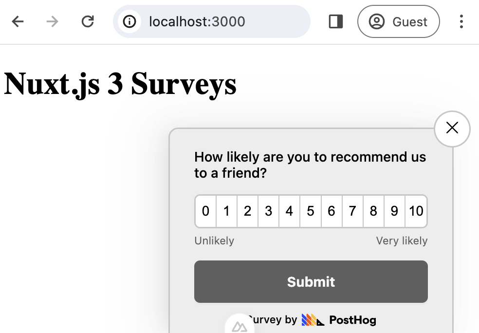 Popover survey in app