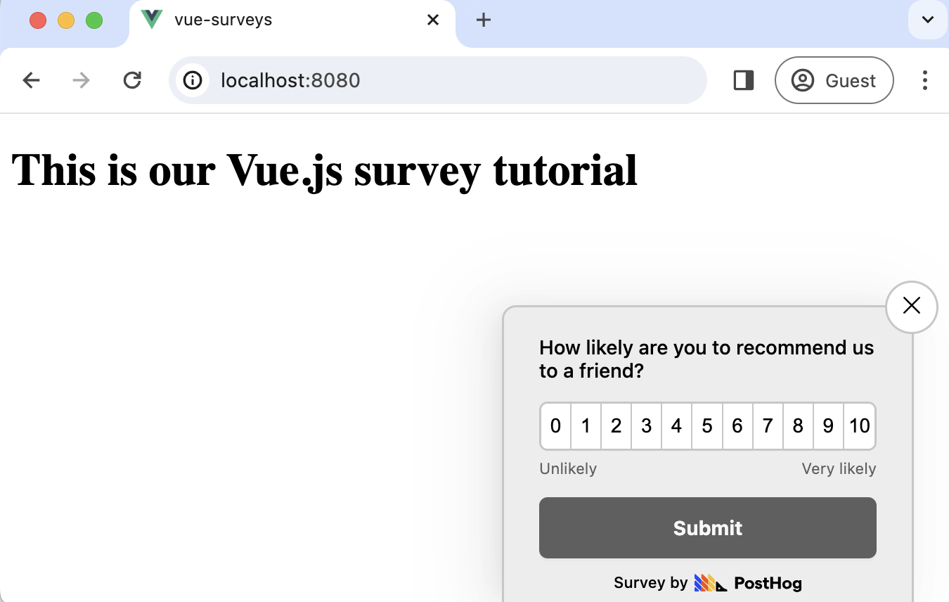 Popover survey in app